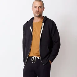 MONROW Supersoft Fleece Zip Up Hoody FADEDBLACK Store